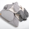 Meditation Blanket / Shawl - Grey Cream Charcoal Stripe-project full