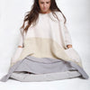 Meditation Blanket / Shawl - Cream Straw Grey Stripe-project full